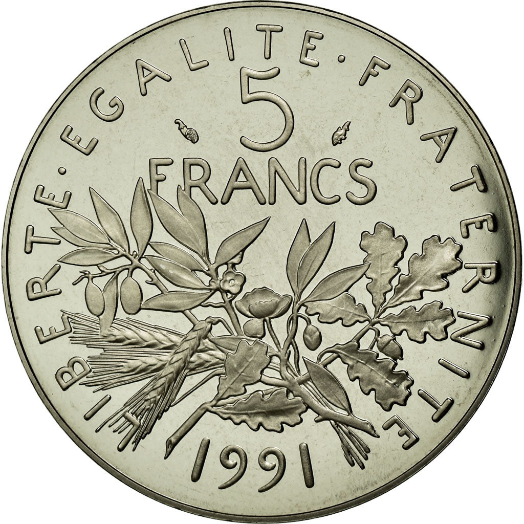 Coin, France, Semeuse, 5 Francs, 1991, Paris, MS(65-70), Nickel Clad