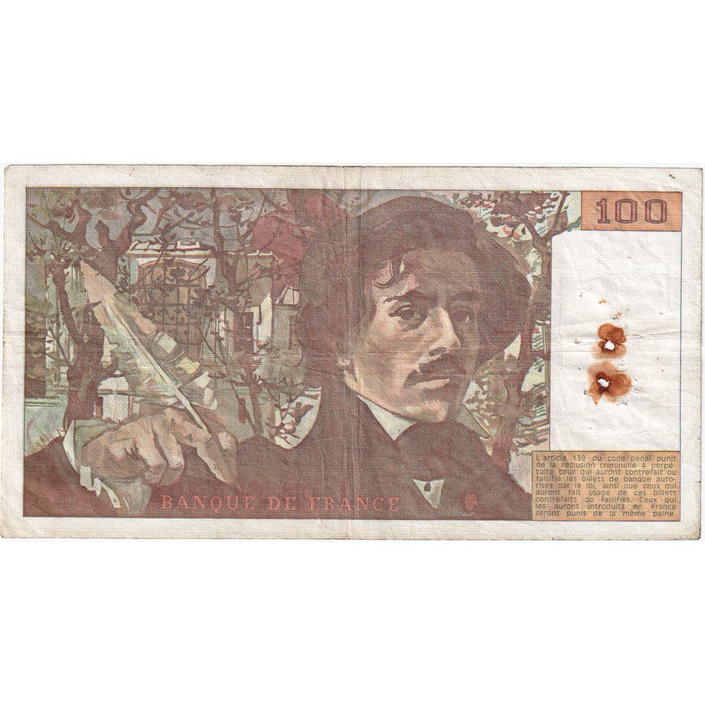 France, 100 Francs, Delacroix, Y.45328058, EF(40-45)