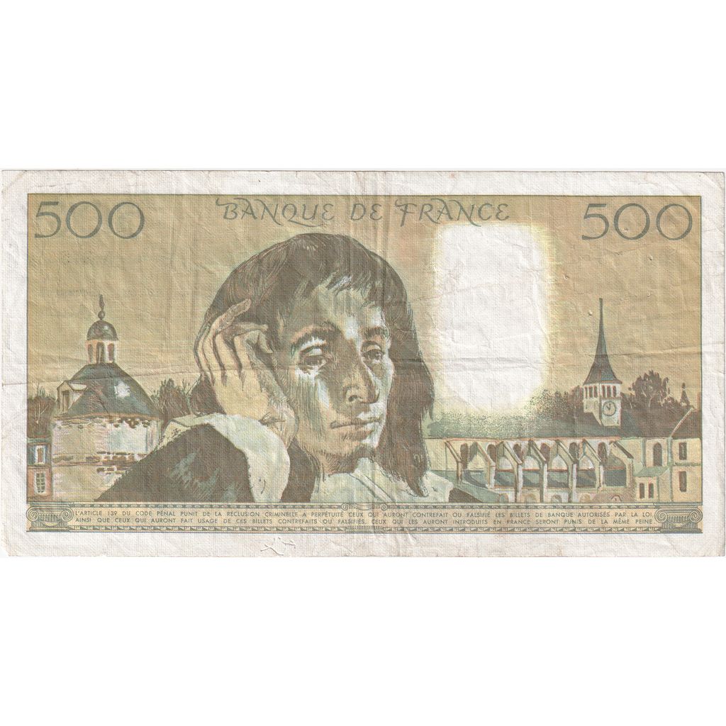 France, 500 Francs, Pascal, 1988-03-03, N.27506123, TTB