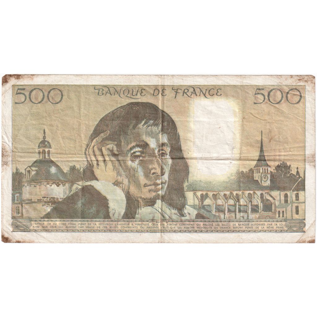 Francia, 500 Francs, Pascal, 1980-09-04, J.12044017, MB+