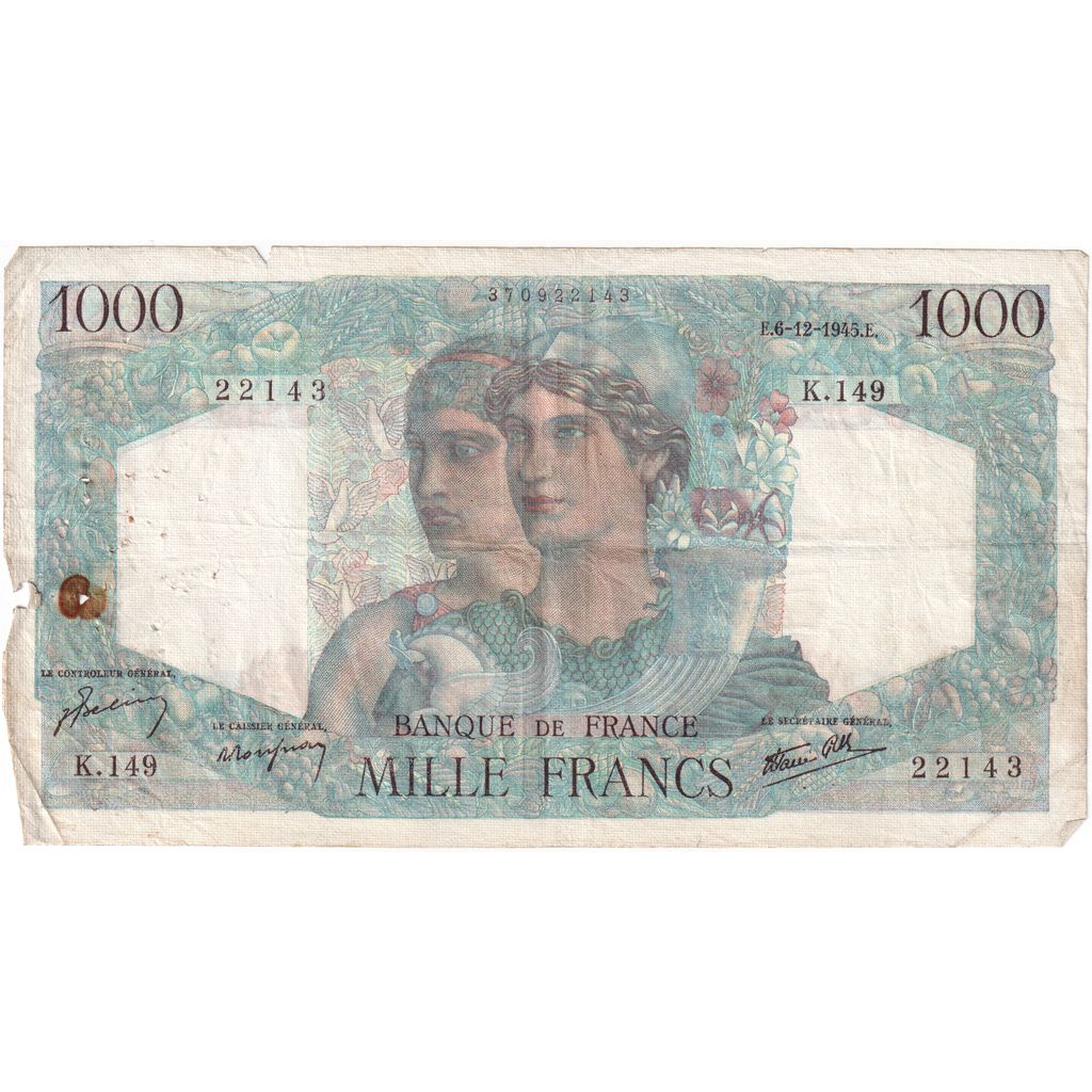 Frankrijk, 1000 Francs, Minerve et Hercule, 1945-12-06, K.14922143, TB+