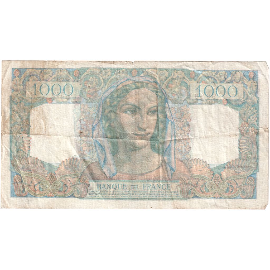França, 1000 Francs, Minerve et Hercule, 1949-04-07, G.54999891, VF(30-35)