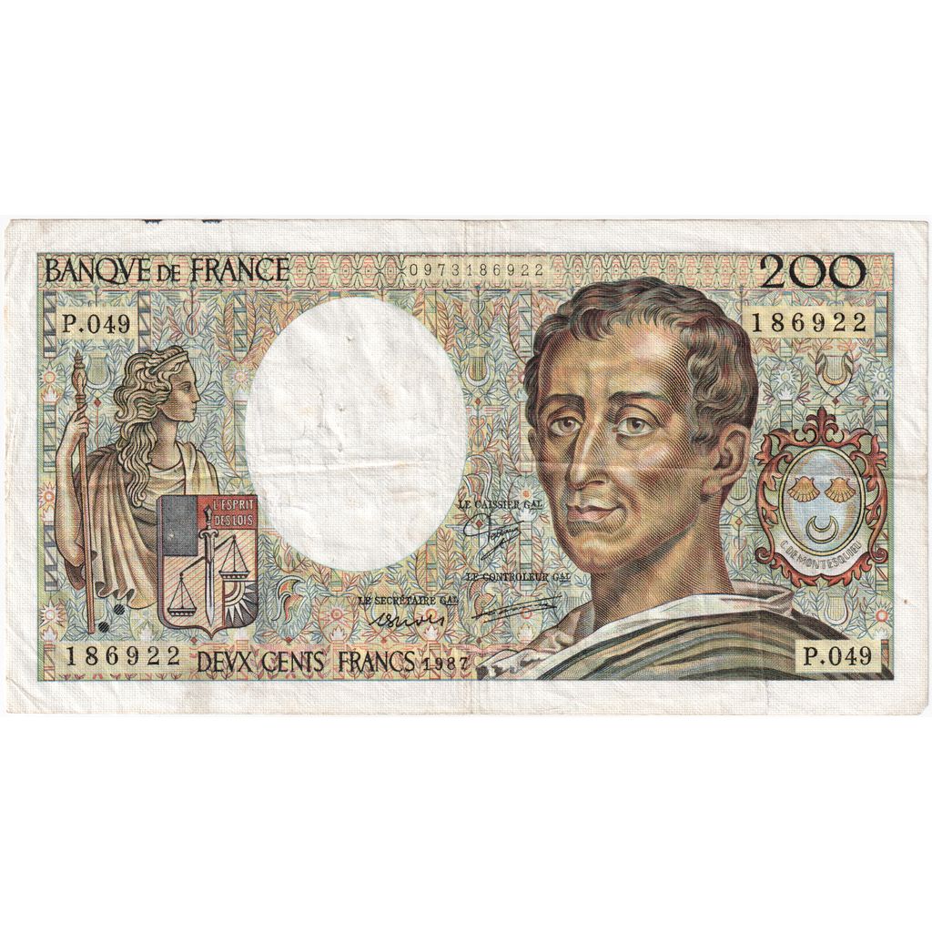 Francja, 200 Francs, Montesquieu, P.049186922, VF(30-35)