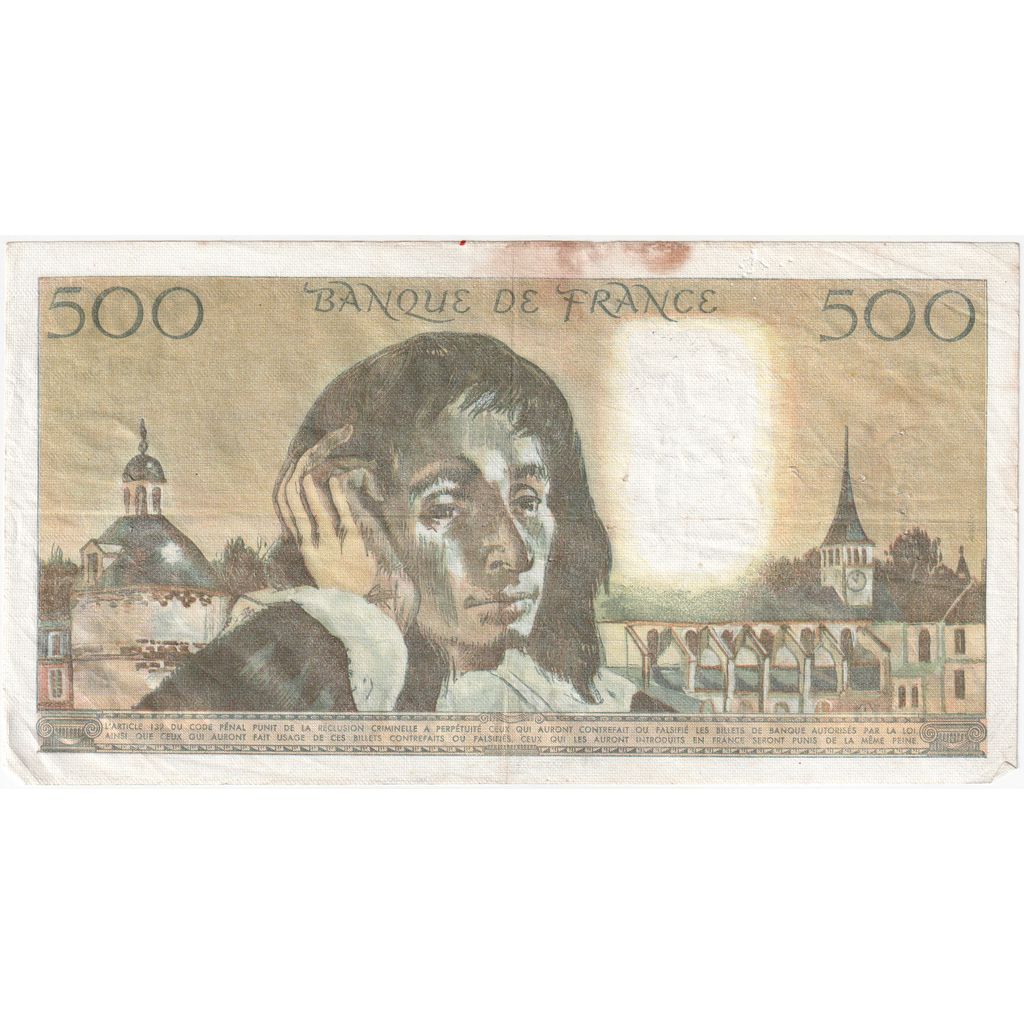 France, 500 Francs, Pascal, 1984-07-05, O.21346228, TB+