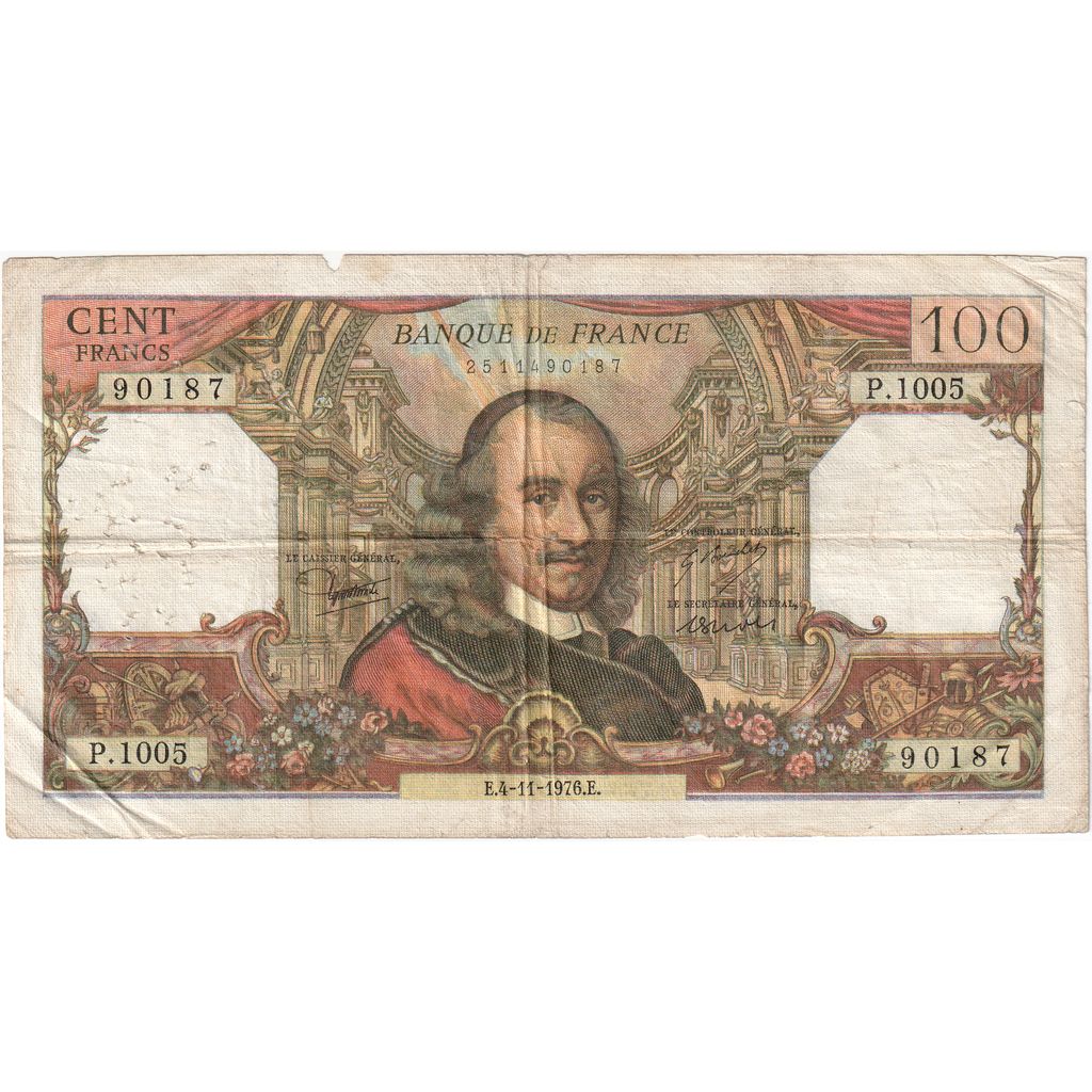 França, 100 Francs, Corneille, 1976-11-04, P.100590187, VF(30-35)