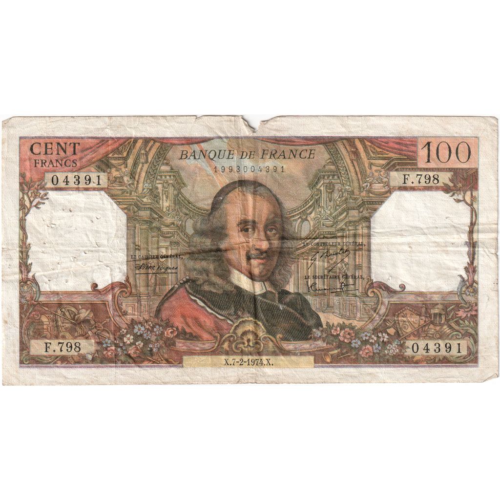 França, 100 Francs, Corneille, 1974-02-07, F.79804391, VF(20-25)