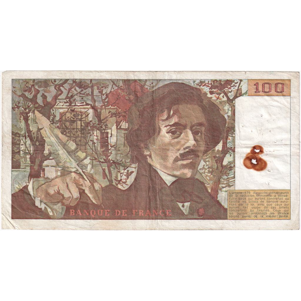 France, 100 Francs, Delacroix, B.58980836, VF(30-35)