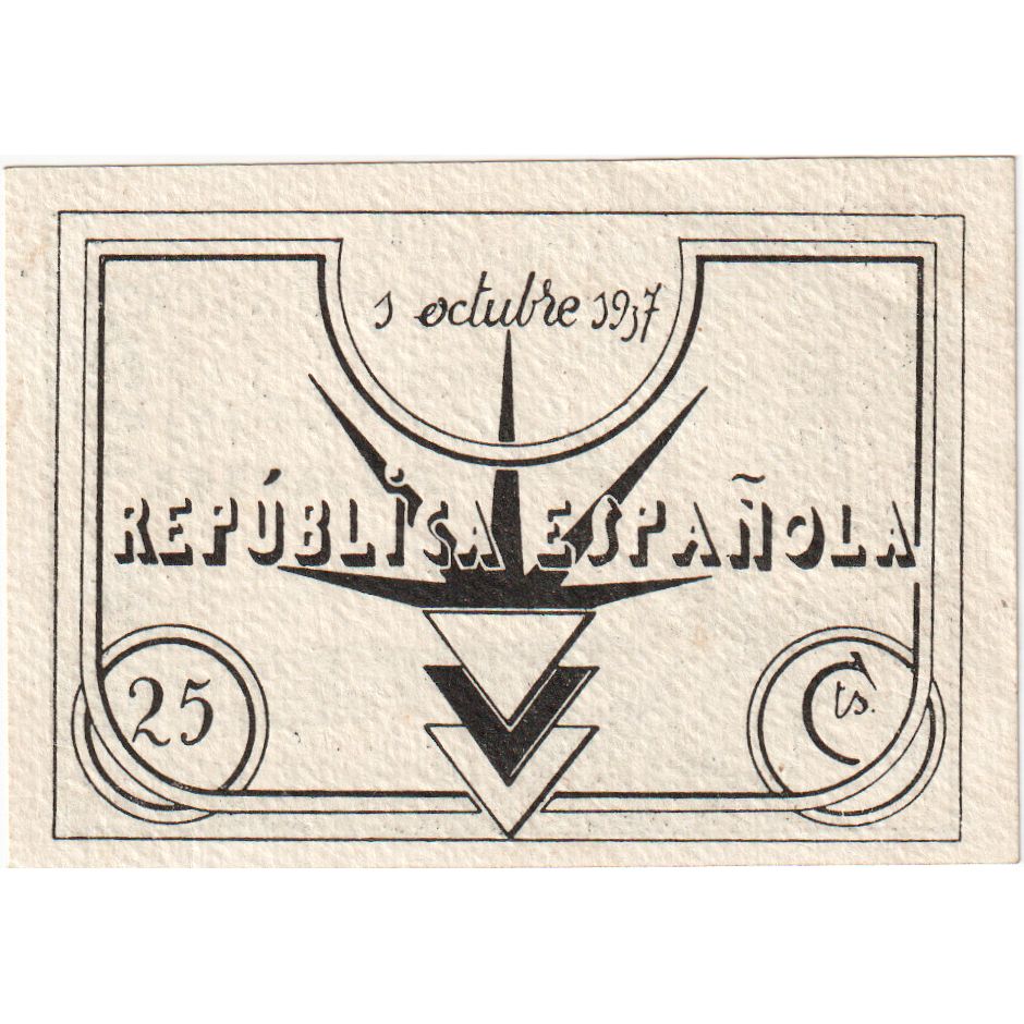 Spanje, 25 Centimes, 1937-10-09, NIEUW
