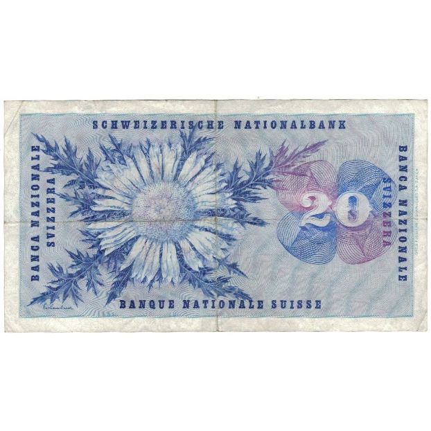 Geldschein, Schweiz, 20 Franken, 1965, 1965-01-21, KM:46l, SS