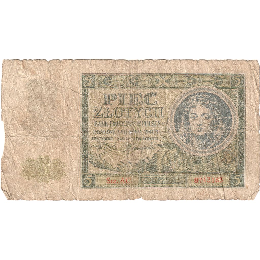 Polonia, 5 Zlotych, 1941-08-01, BC
