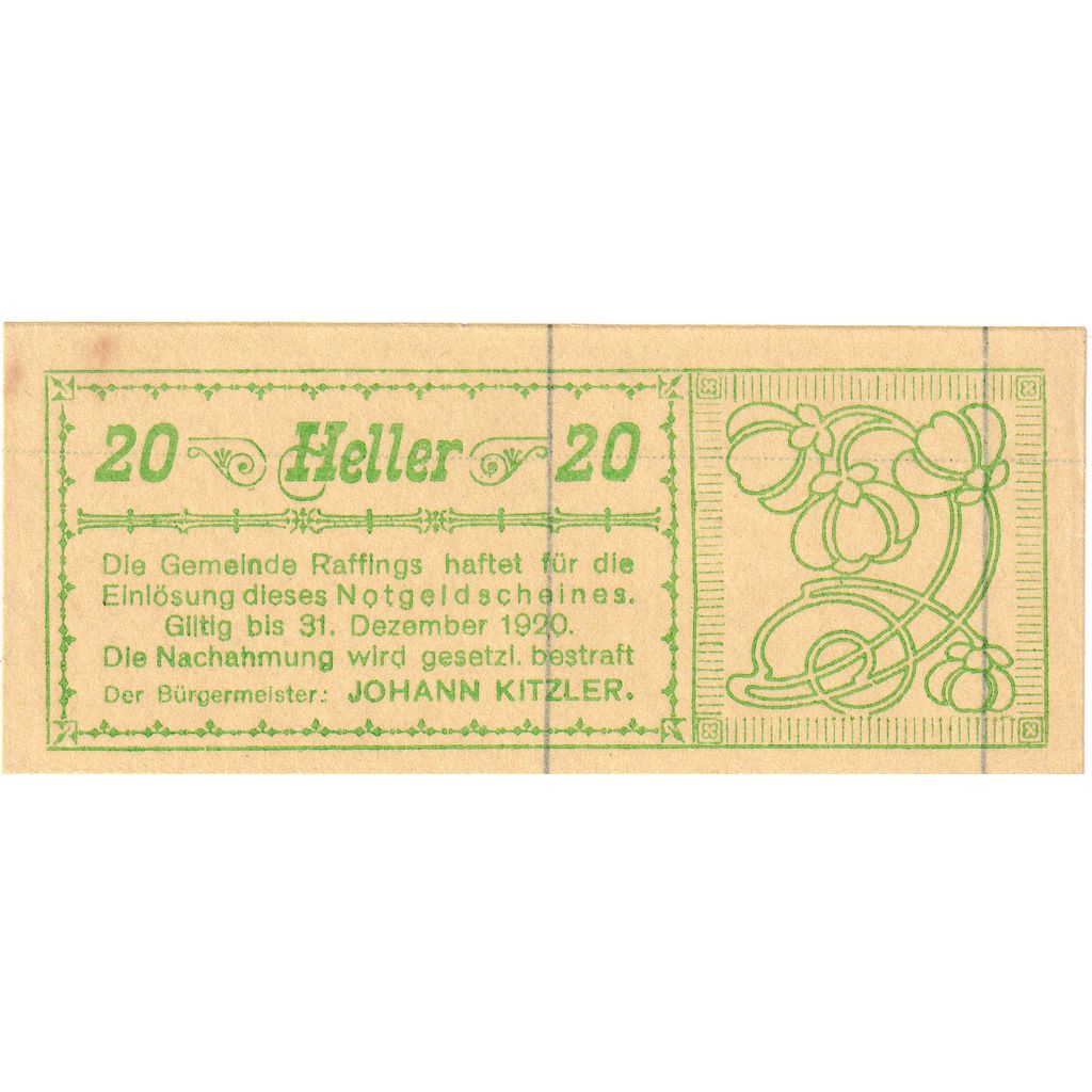 Austria, Raffings N.Ö. Gemeinde, 20 Heller, 1920-12-31, AU(55-58)