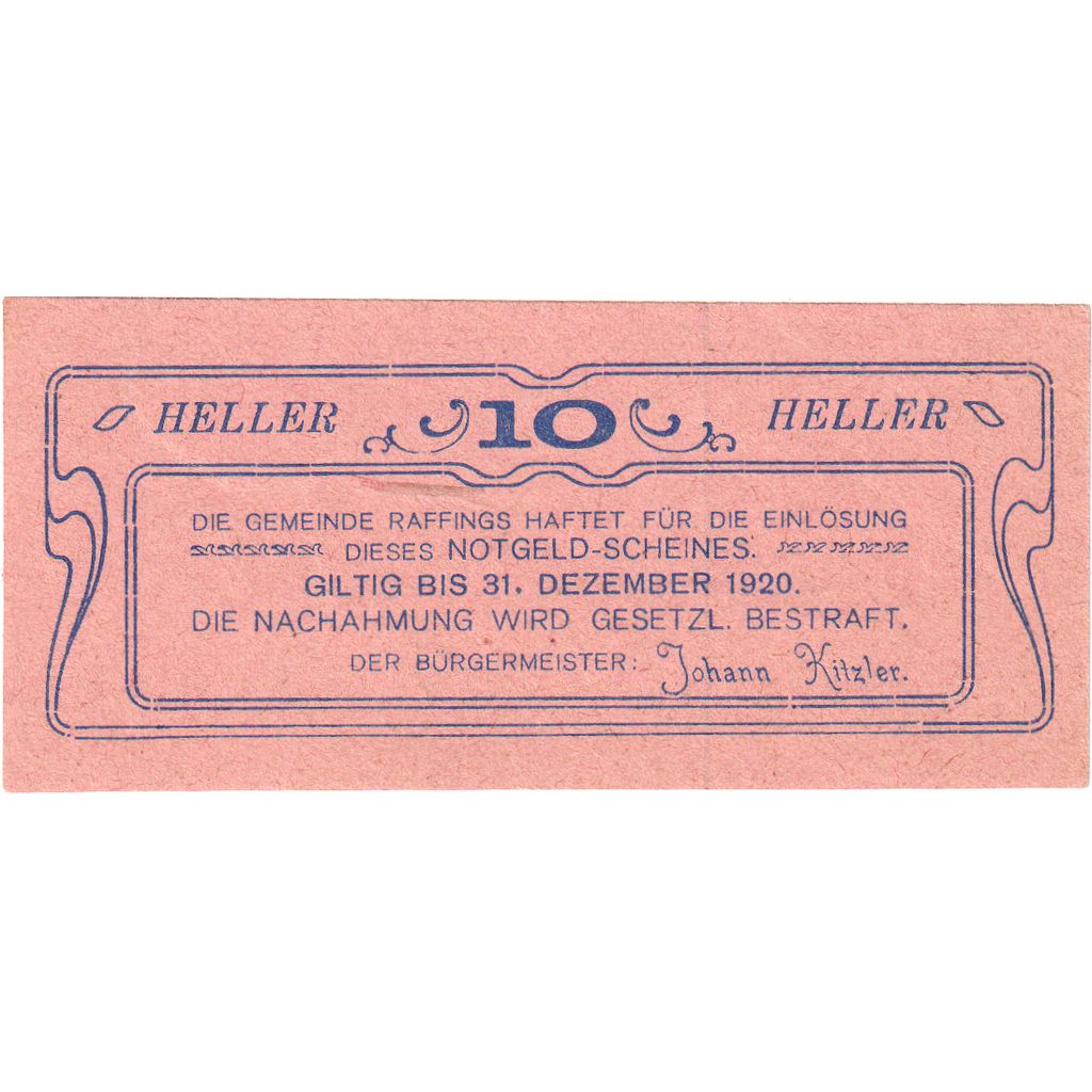 Austria, Raffings N.Ö. Gemeinde, 10 Heller, UNC(63)