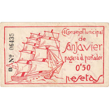 Spain, Peseta, 0,50 PESTA SAN JAVIER, AU(55-58)