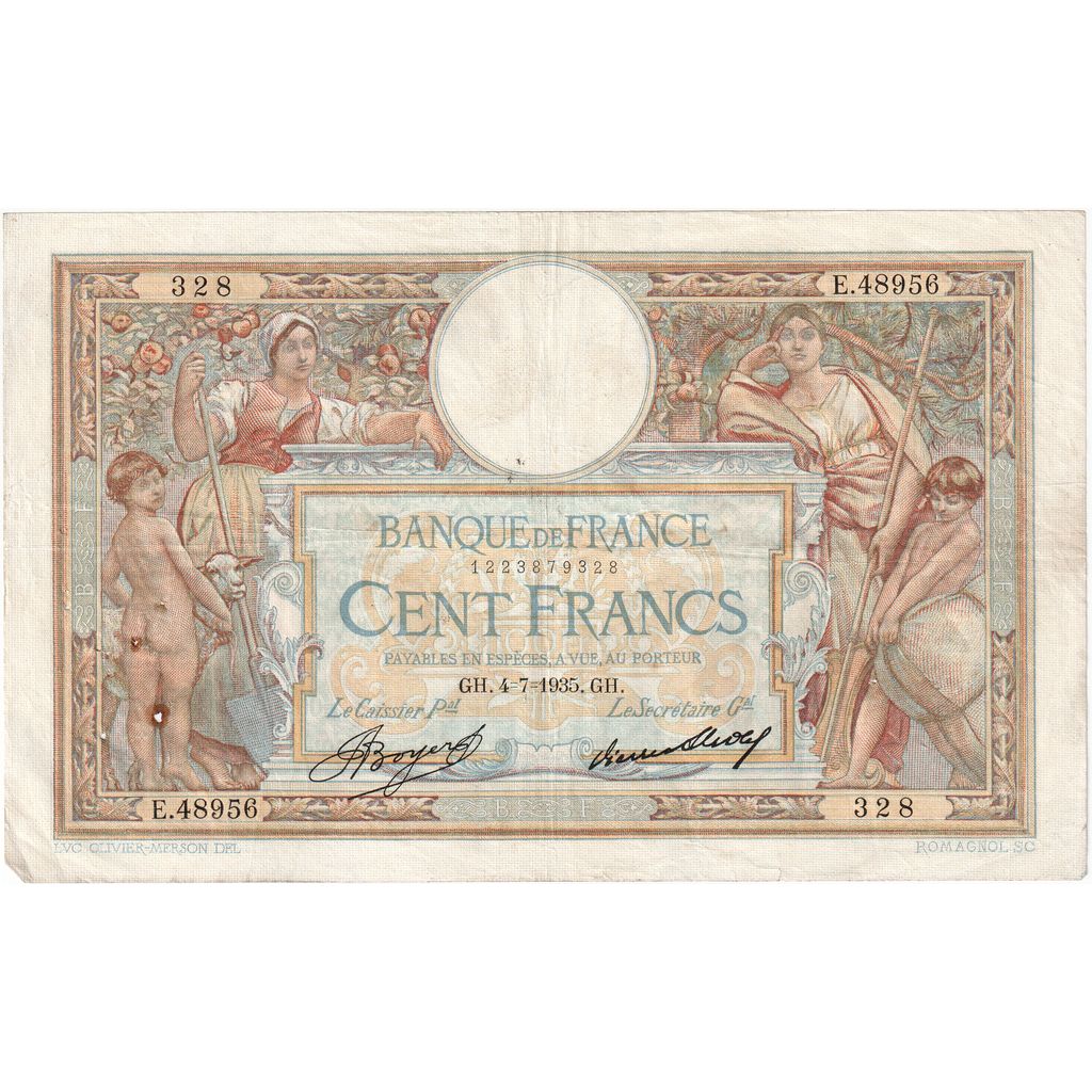 Frankreich, 100 Francs, Luc Olivier Merson, 1935-07-04, E.48956328, SS