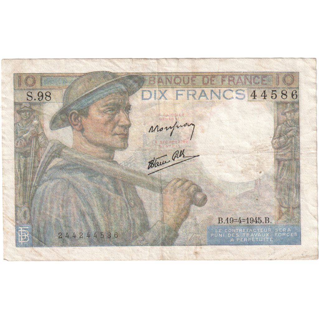 France, 10 Francs, Mineur, 1945-04-19, S.9844586, TTB