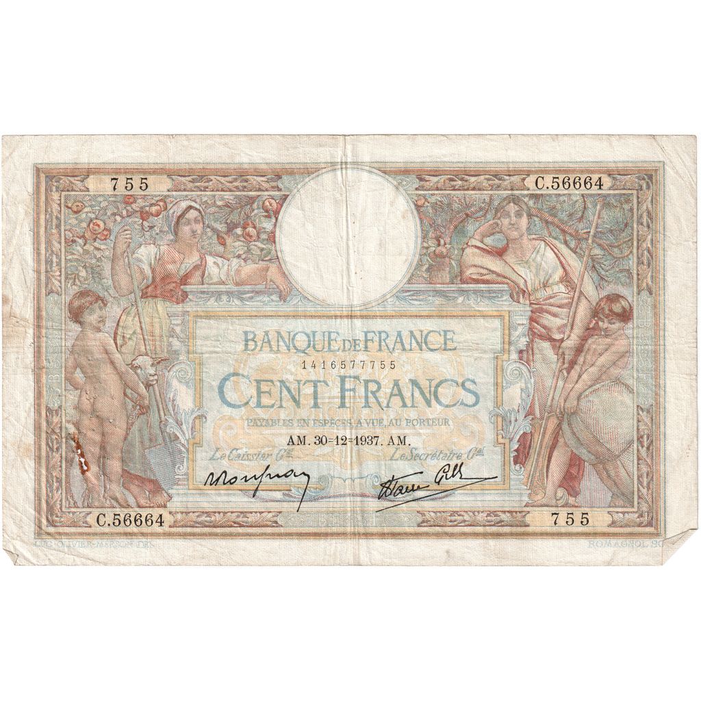 Frankreich, 100 Francs, Luc Olivier Merson, 1937-12-30, C.56664755, S+
