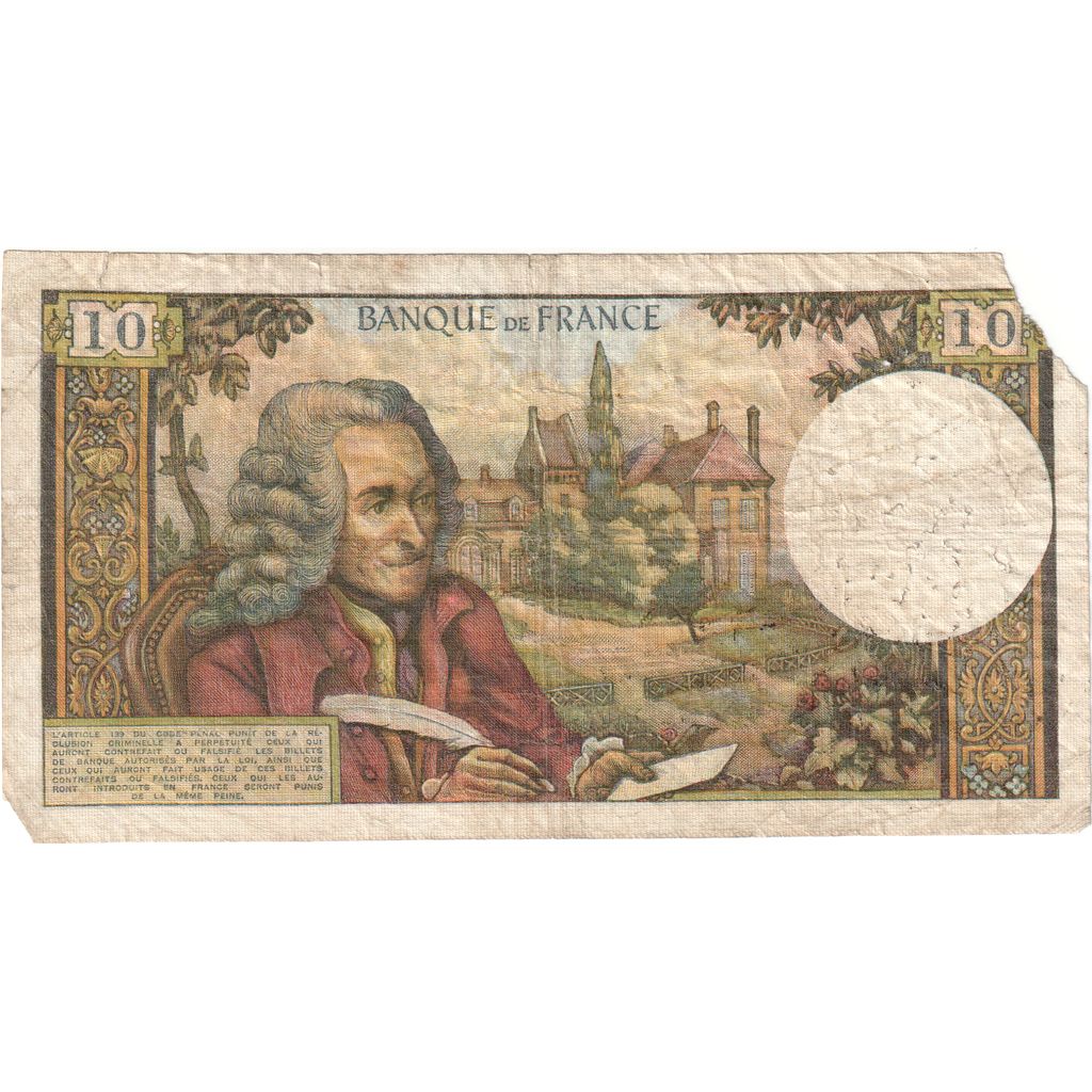 Francja, 10 Francs, Voltaire, 1971-12-02, E.72481451, VF(20-25)