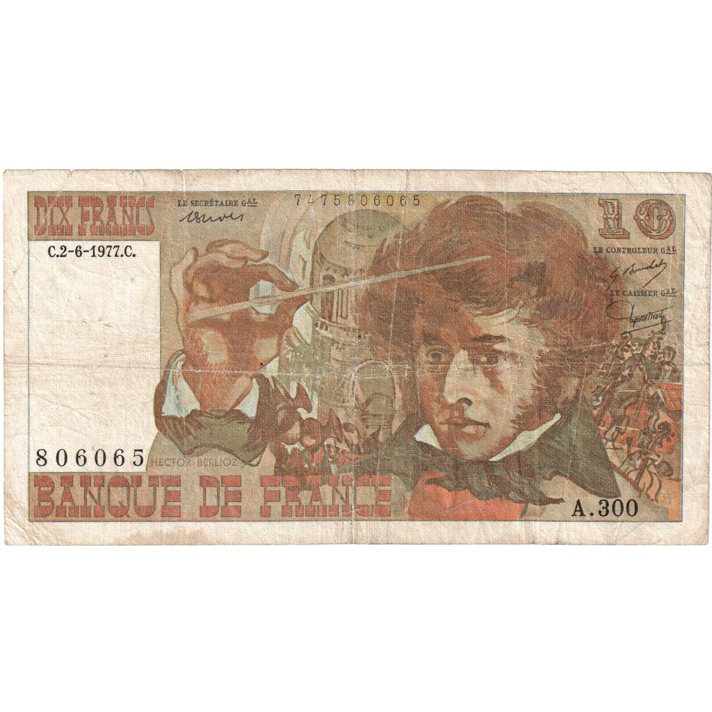 France, 10 Francs, Berlioz, 1977-06-02, A.300806065, TB