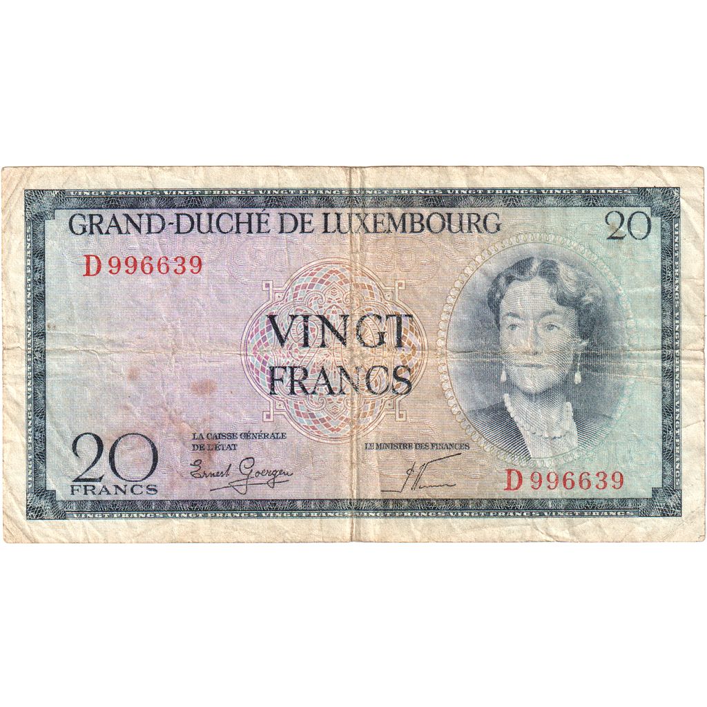 Luxembourg, 20 Francs, VF(30-35)