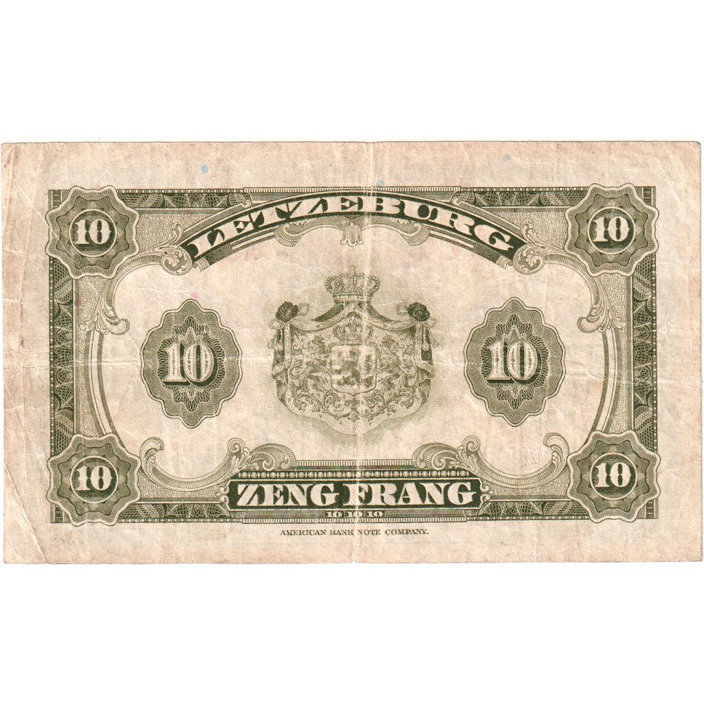 Luxembourg, 10 Francs, VF(20-25)