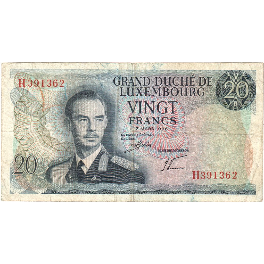 Luxembourg, 20 Francs, 1966-03-07, VF(30-35)