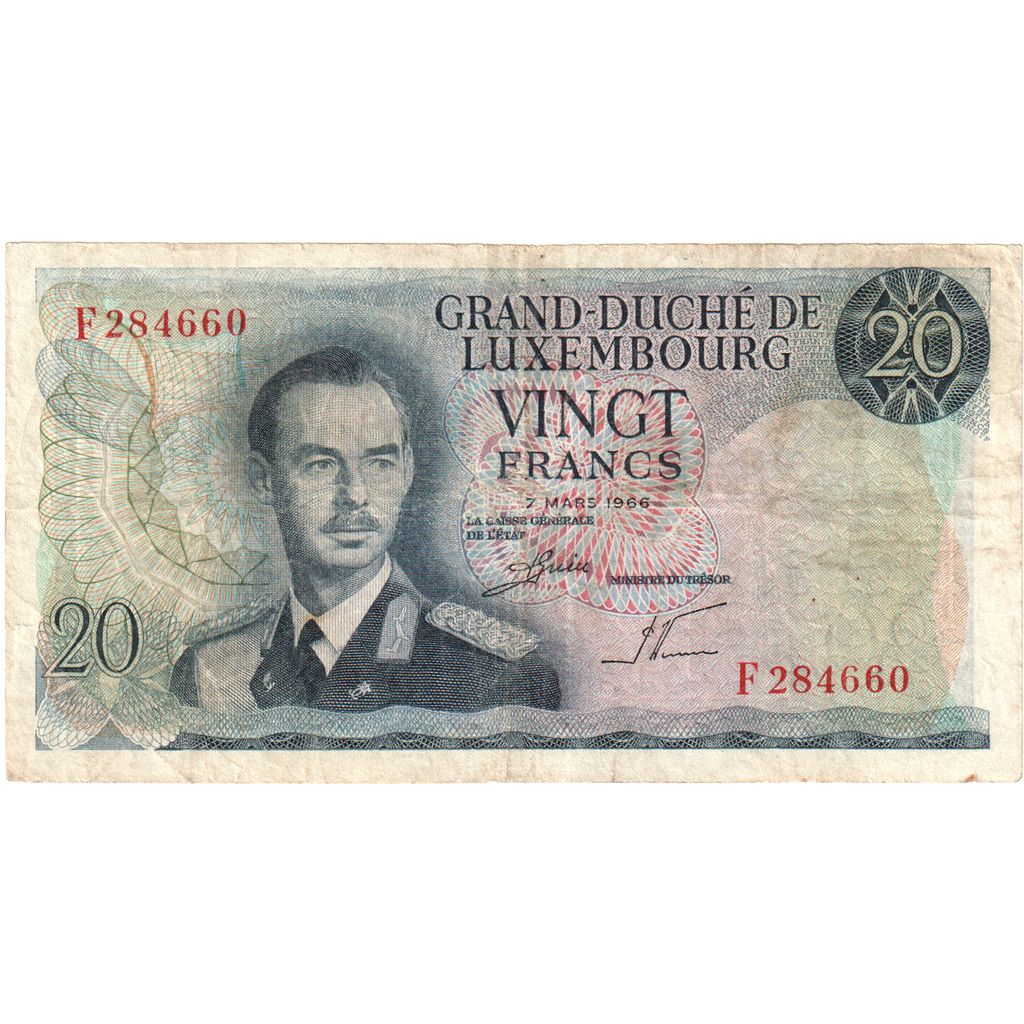 Luxembourg, 20 Francs, 1966-03-07, VF(30-35)