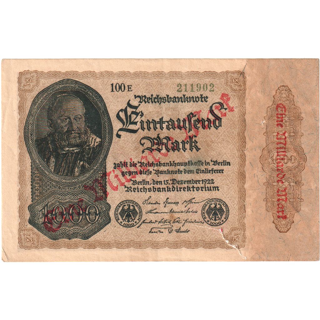 Alemania, 1 Milliarde Mark on 1000 Mark, 1922-12-15, MBC