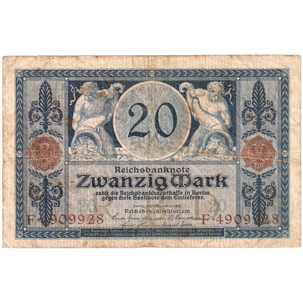 Germany, 20 Mark, 1915-11-04, VF(20-25)