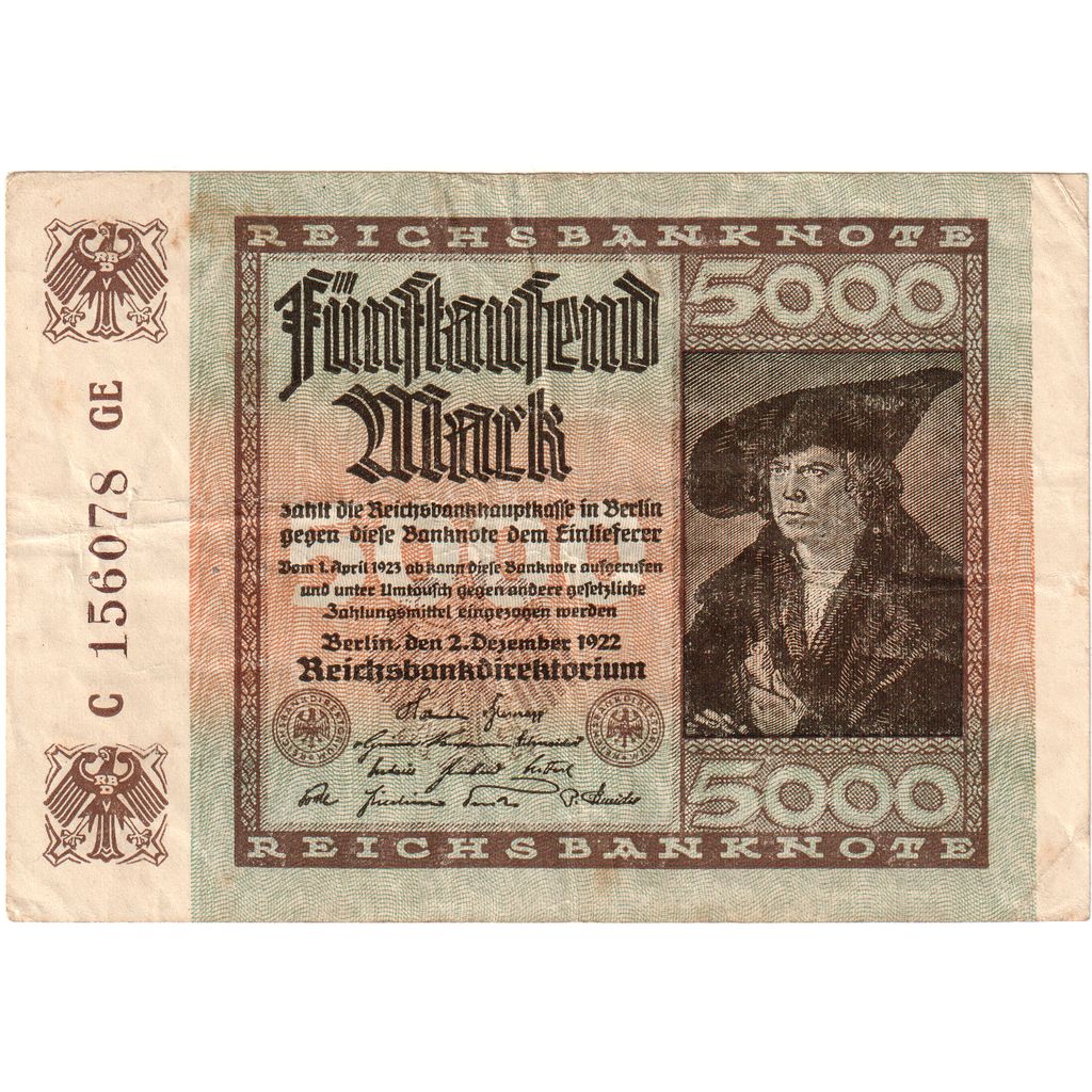 Deutschland, 5000 Mark, 1922, KM:81a, 1922-12-02, SS