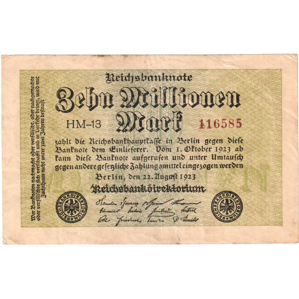 Alemania, 10 Millionen Mark, 1923-08-22, MBC