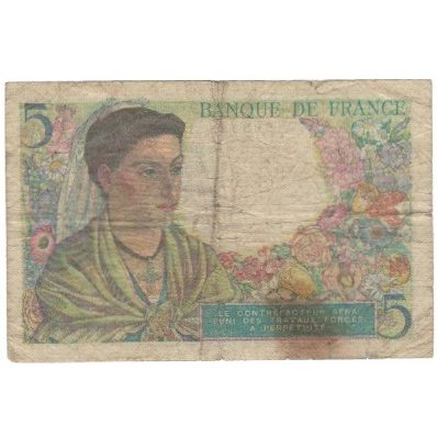 France, 5 Francs, Berger, 1943, P. Rousseau and R. Favre-Gilly, 1943-06-02, B