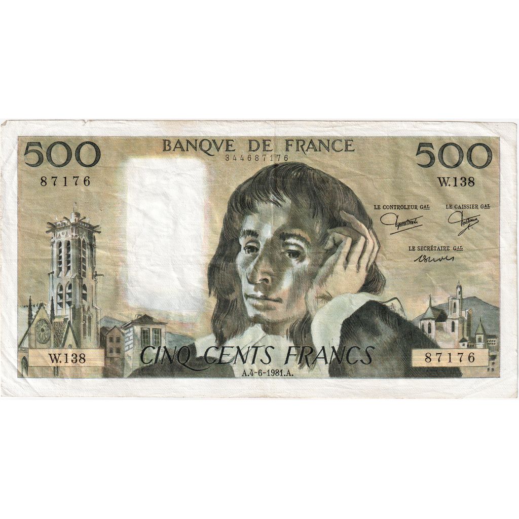 Francia, 500 Francs, Pascal, 1981-06-04, W.13887176, BB