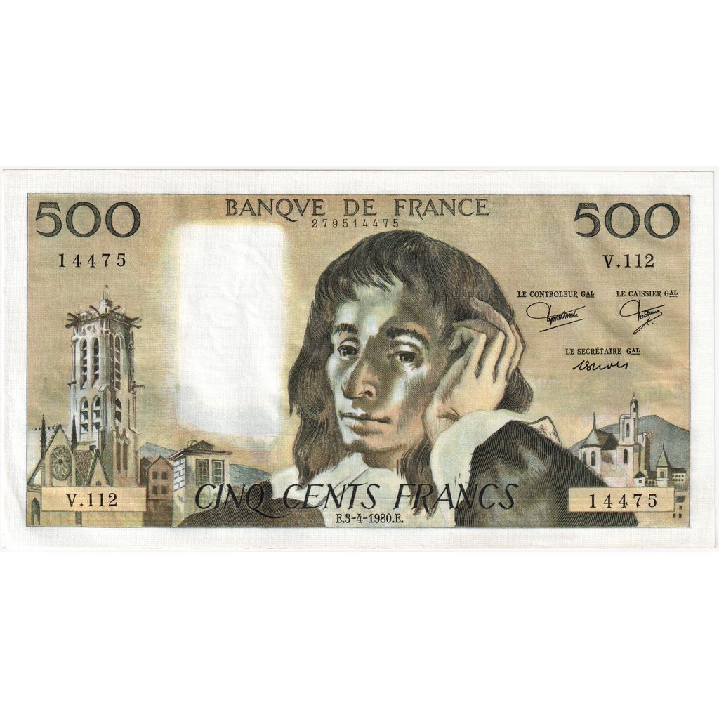 Francia, 500 Francs, Pascal, 1980-04-03, V.11214475, SPL-