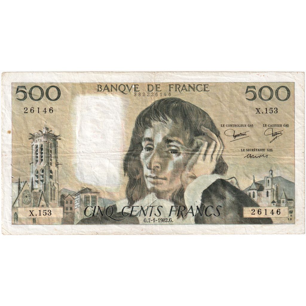 France, 500 Francs, Pascal, 1982-01-07, X.15326146, EF(40-45)