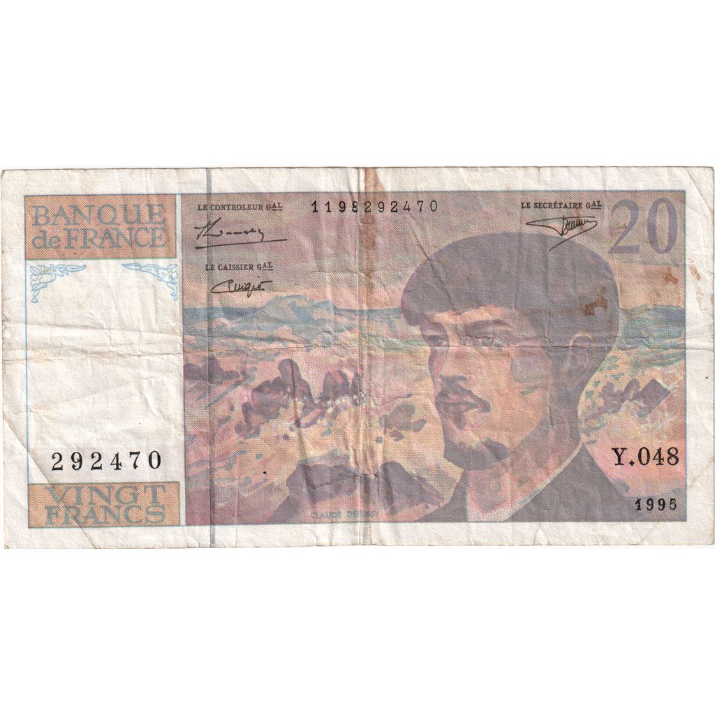 França, 20 Francs, Debussy, Y.048292470, VF(30-35)