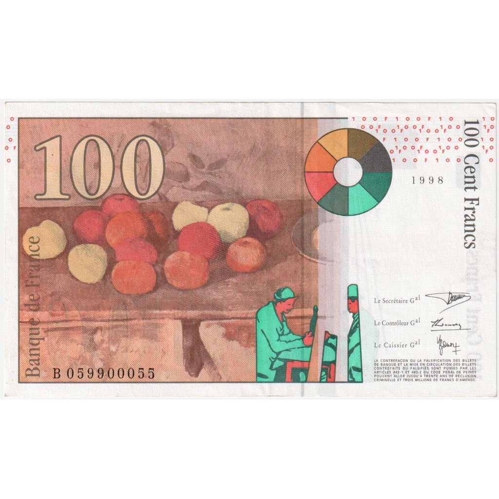 Francia, 100 Francs, Cézanne, B 059900055, SPL-