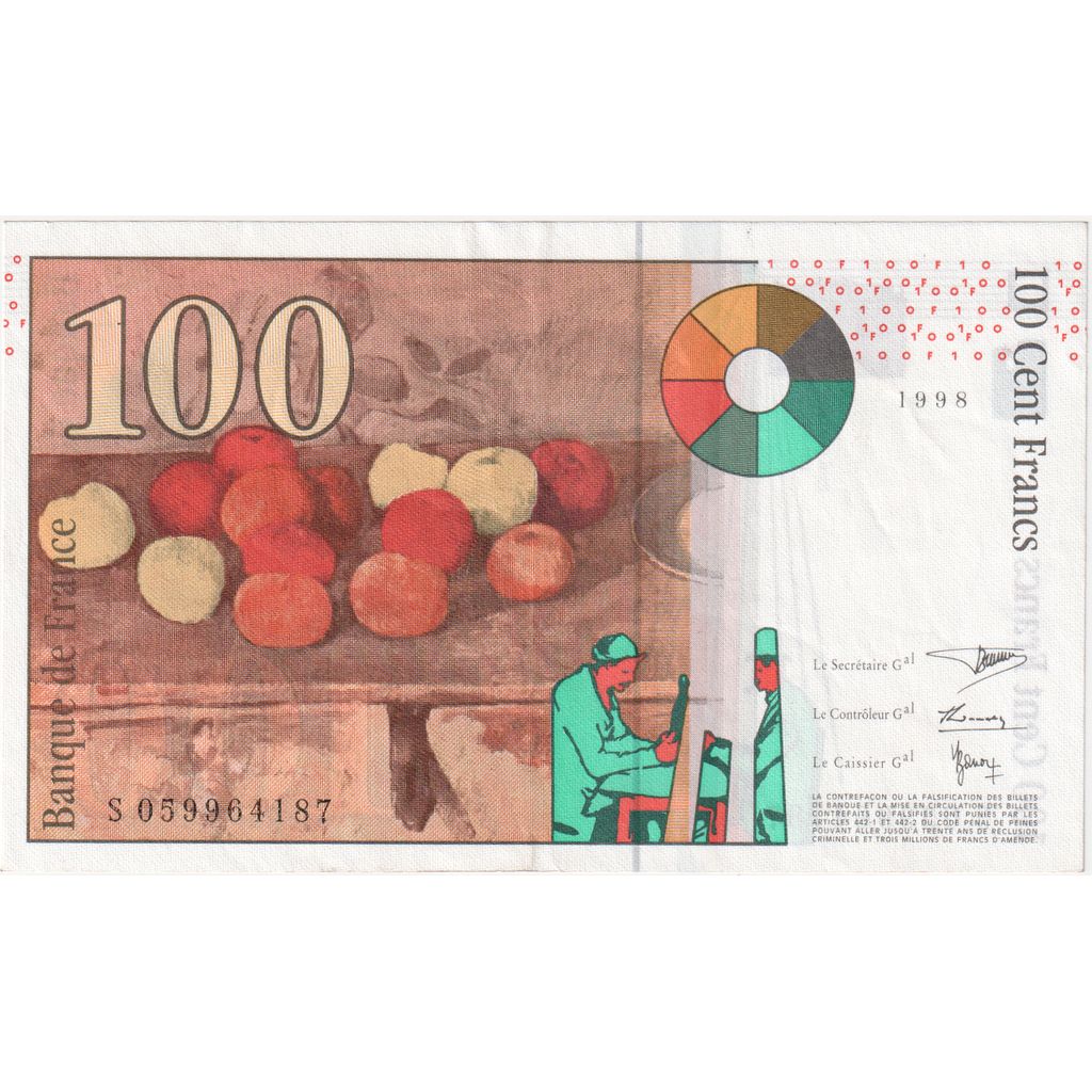 France, 100 Francs, Cézanne, S 059964187, UNC(63)