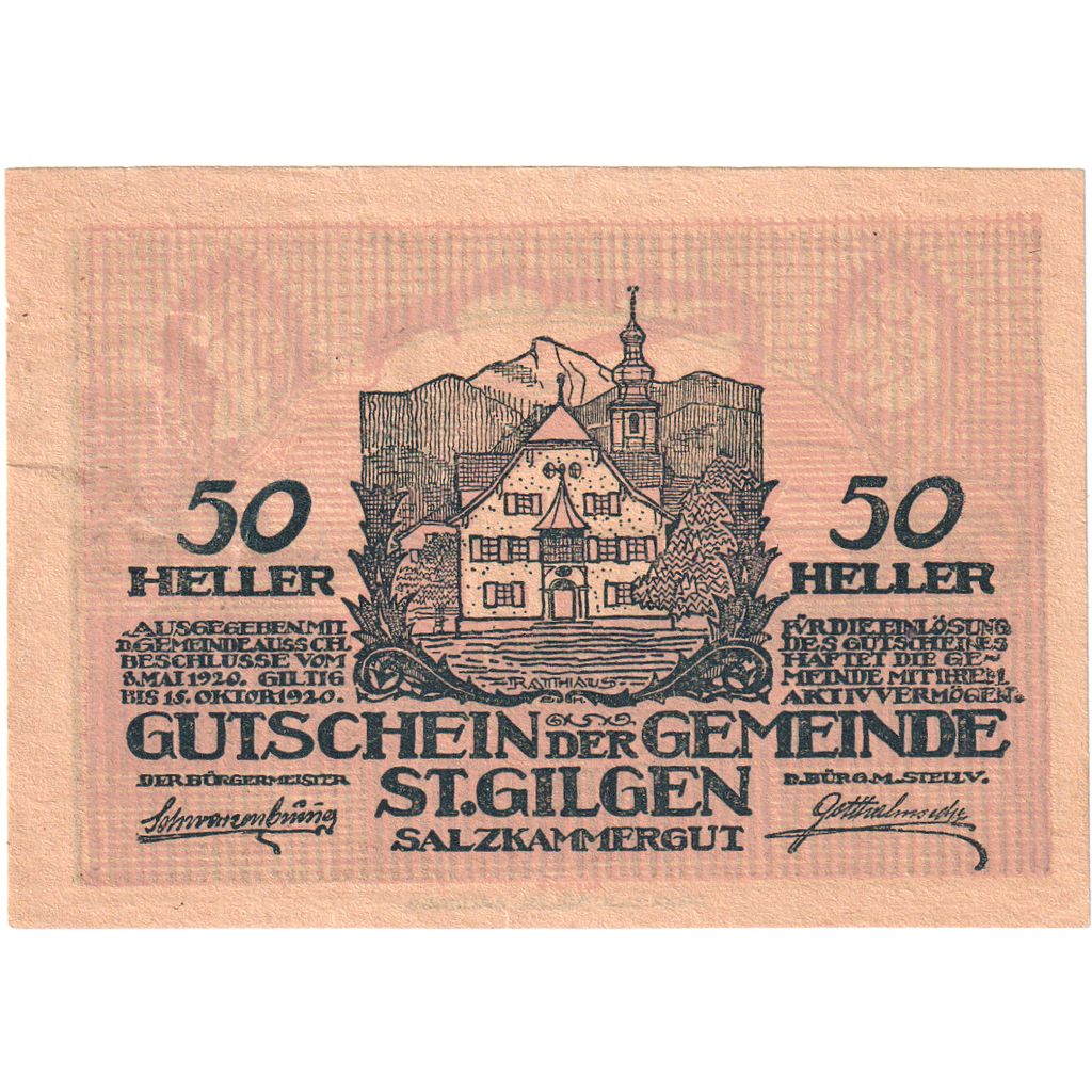 Autriche, St Gilgen, 50 Heller, 1920-10-15, SPL