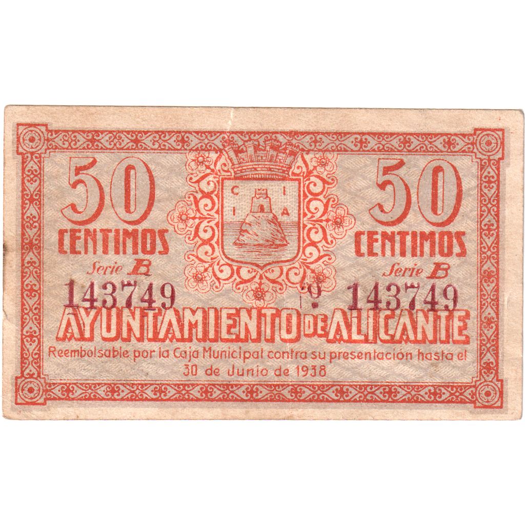 España, 50 Centimes, 1937-03-18, ALICANTE, MBC