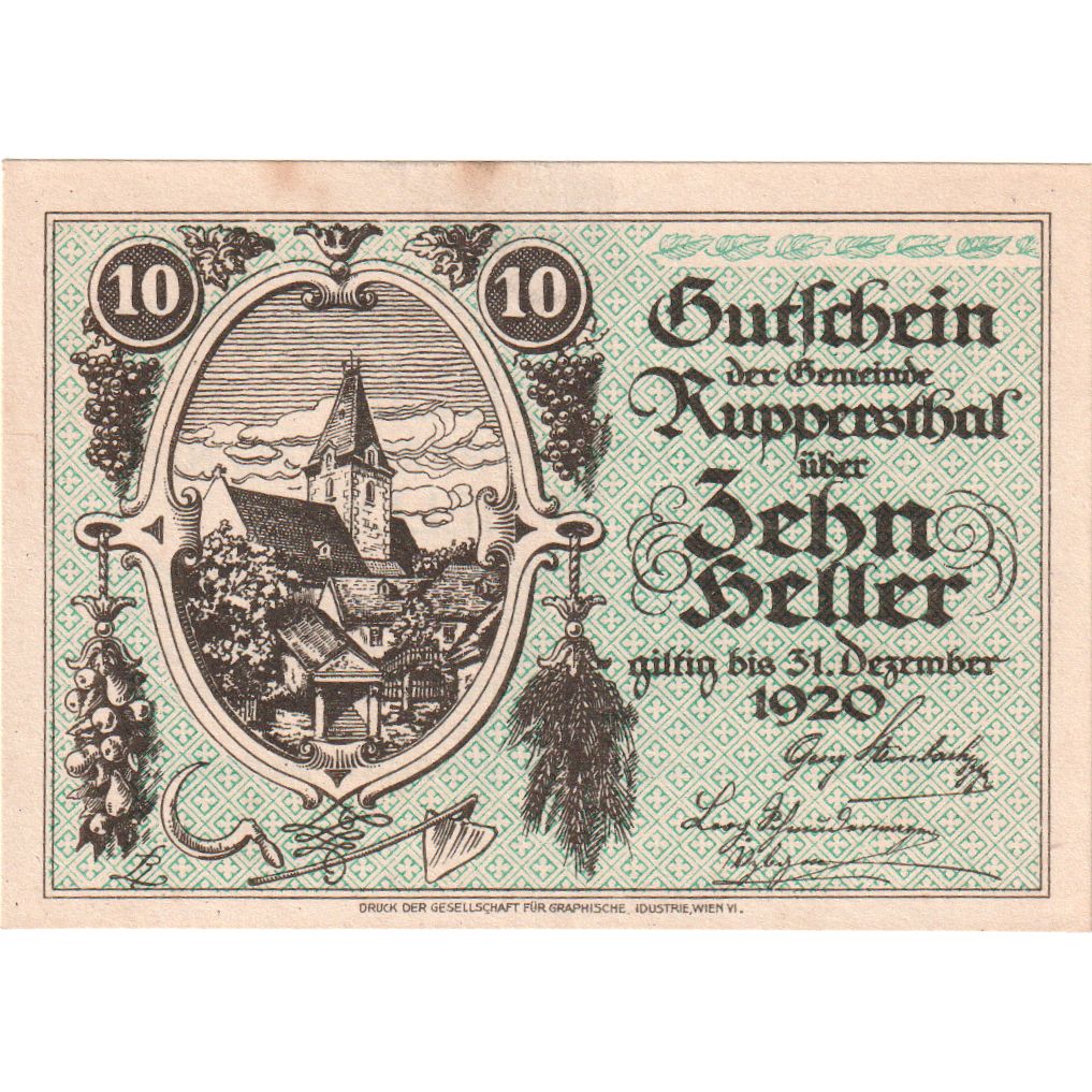 Austria, Ruppersthal, 50 Heller, 1920-12-31, EF(40-45)