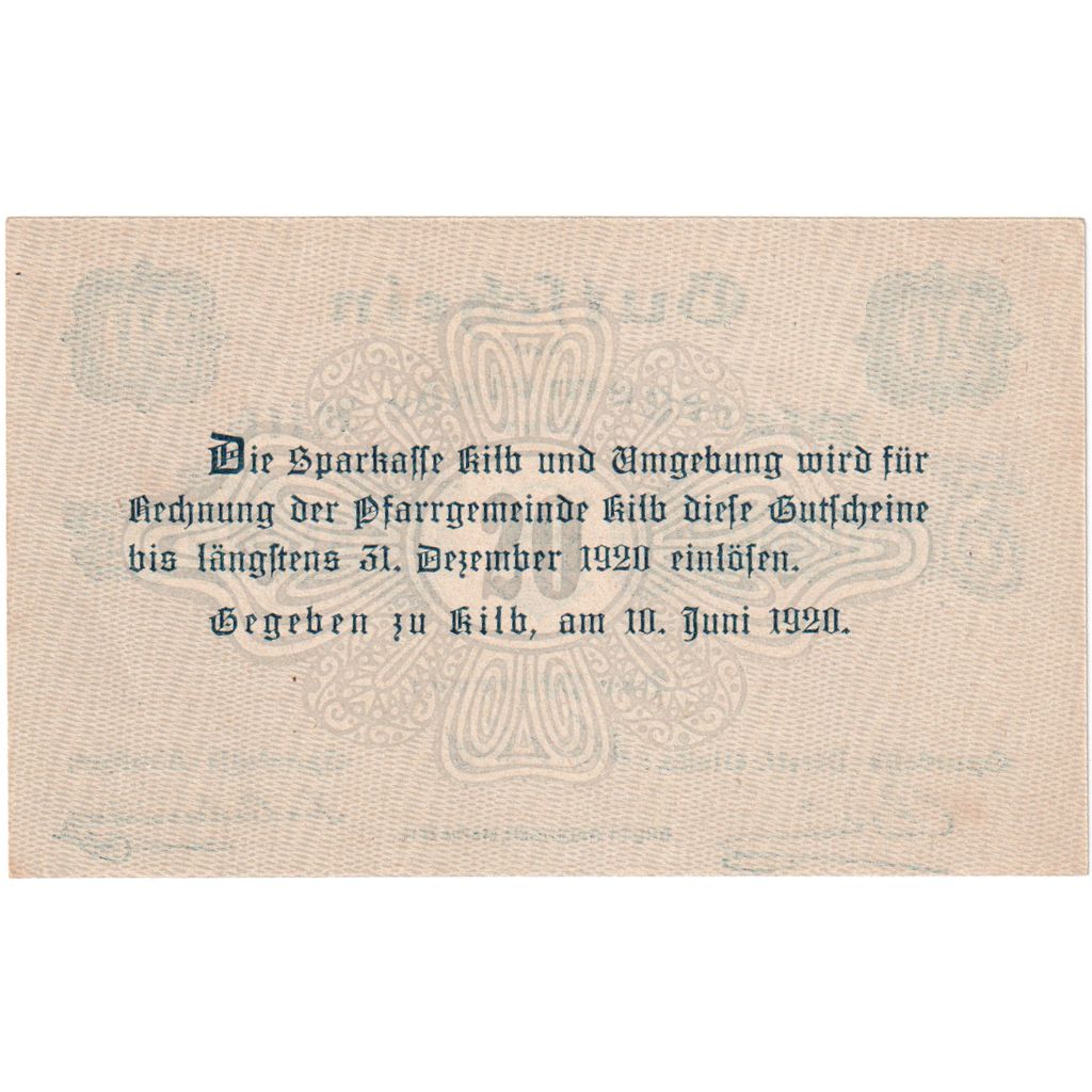 Austria, Kilb N.Ö. Prv. Pfarrgemeinde, 20 Heller, 1920-12-31, AU(55-58)