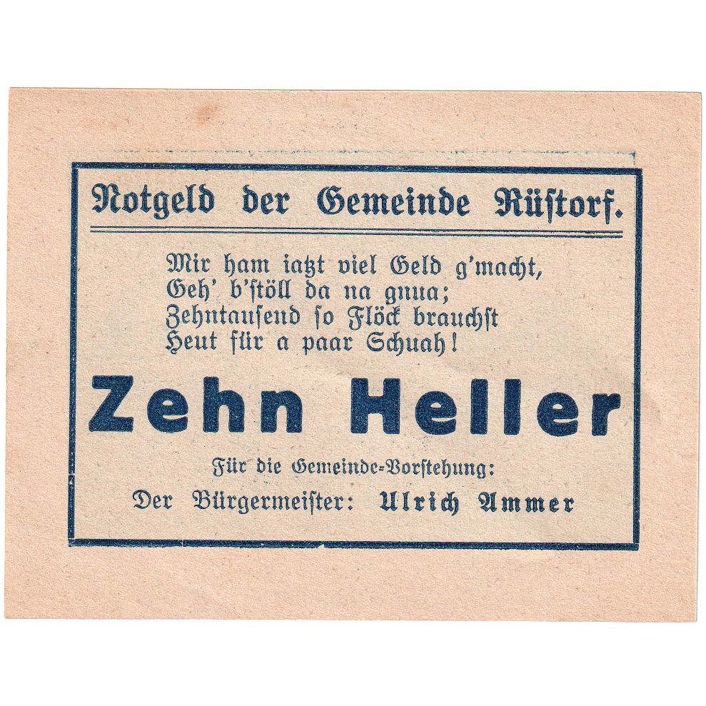 Austria, Rustorf, 10 Heller, UNC(63)