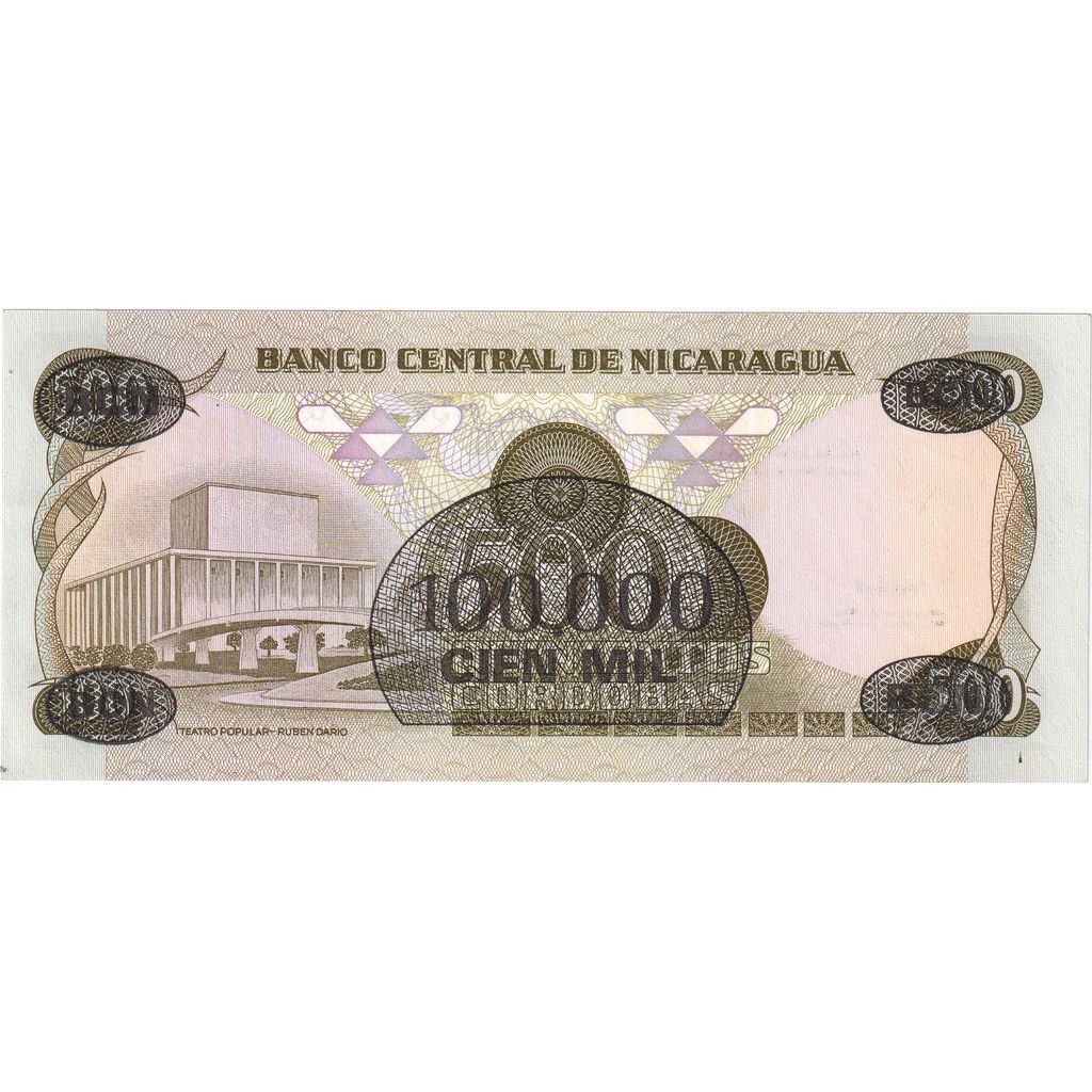 Nicaragua, 100,000 Córdobas on 500 Córdobas, NEUF