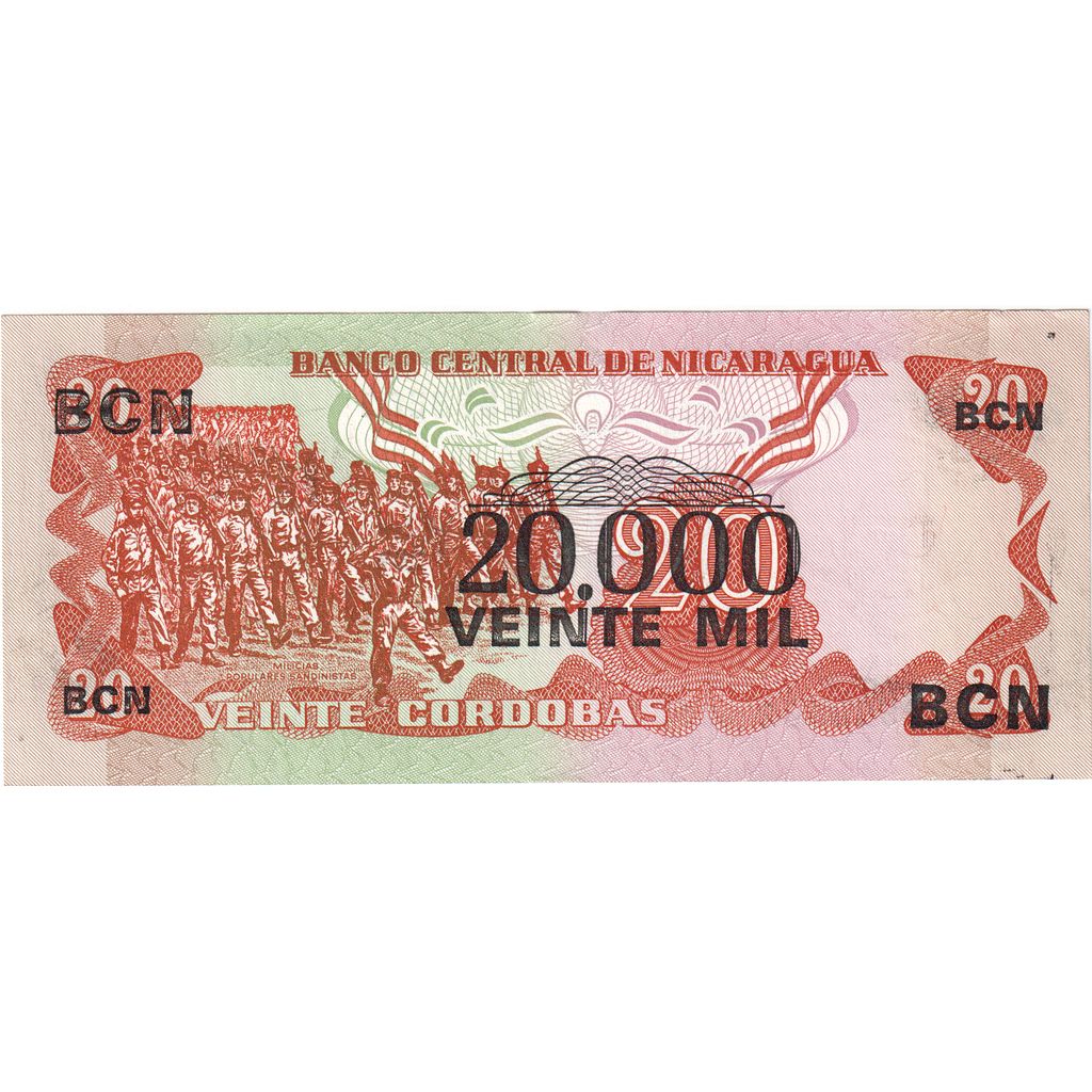 Banknote, Nicaragua, 20,000 Córdobas on 20 Córdobas, 1987, UNC(65-70)