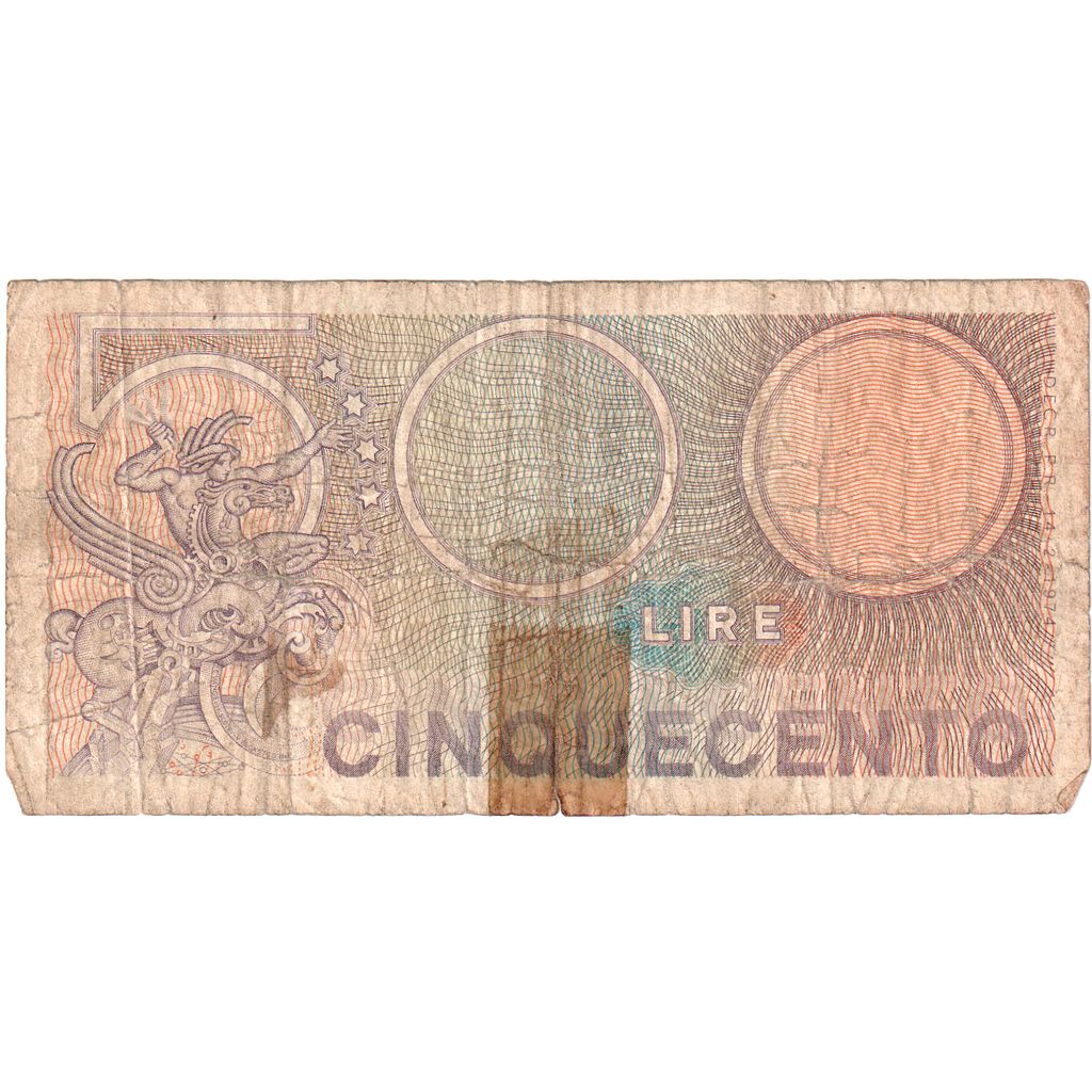 Itália, 500 Lire, KM:95, VF(20-25)