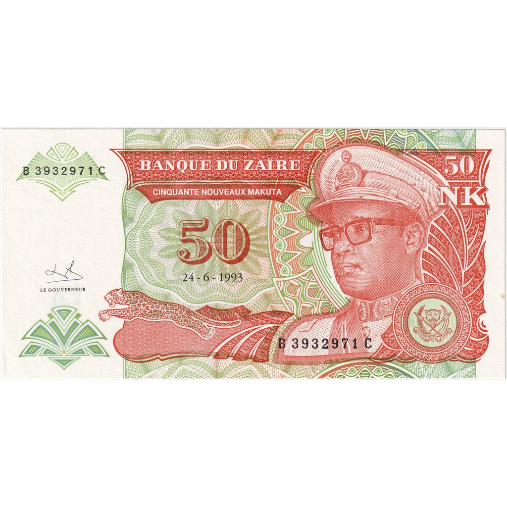 Zaire, 50 Nouveaux Zaïres, 1993-06-24, UNC(65-70)
