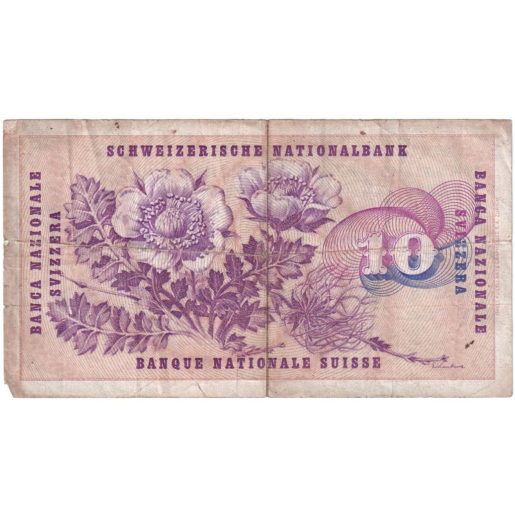 Szwajcaria, 10 Franken, 1969-01-15, VF(20-25)