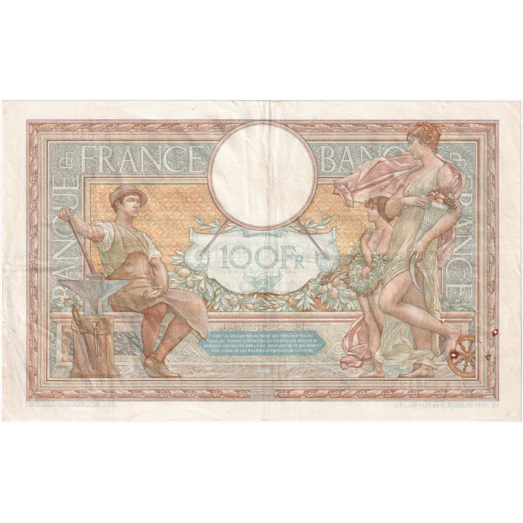Frankreich, 100 Francs, Luc Olivier Merson, 1937-04-15, X.53642693, SS+