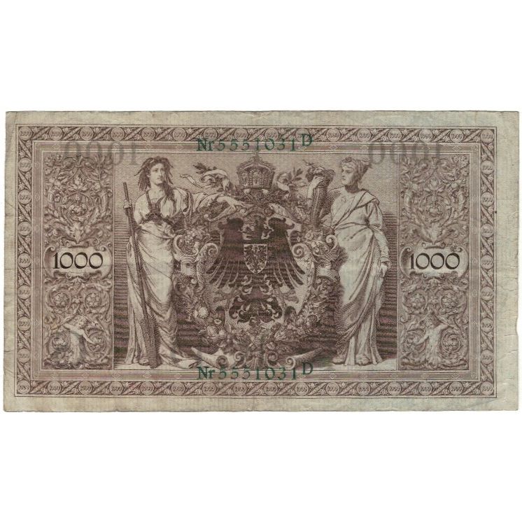Banconote, Germania, 1000 Mark, 1910, 1910-04-21, KM:45b, MB