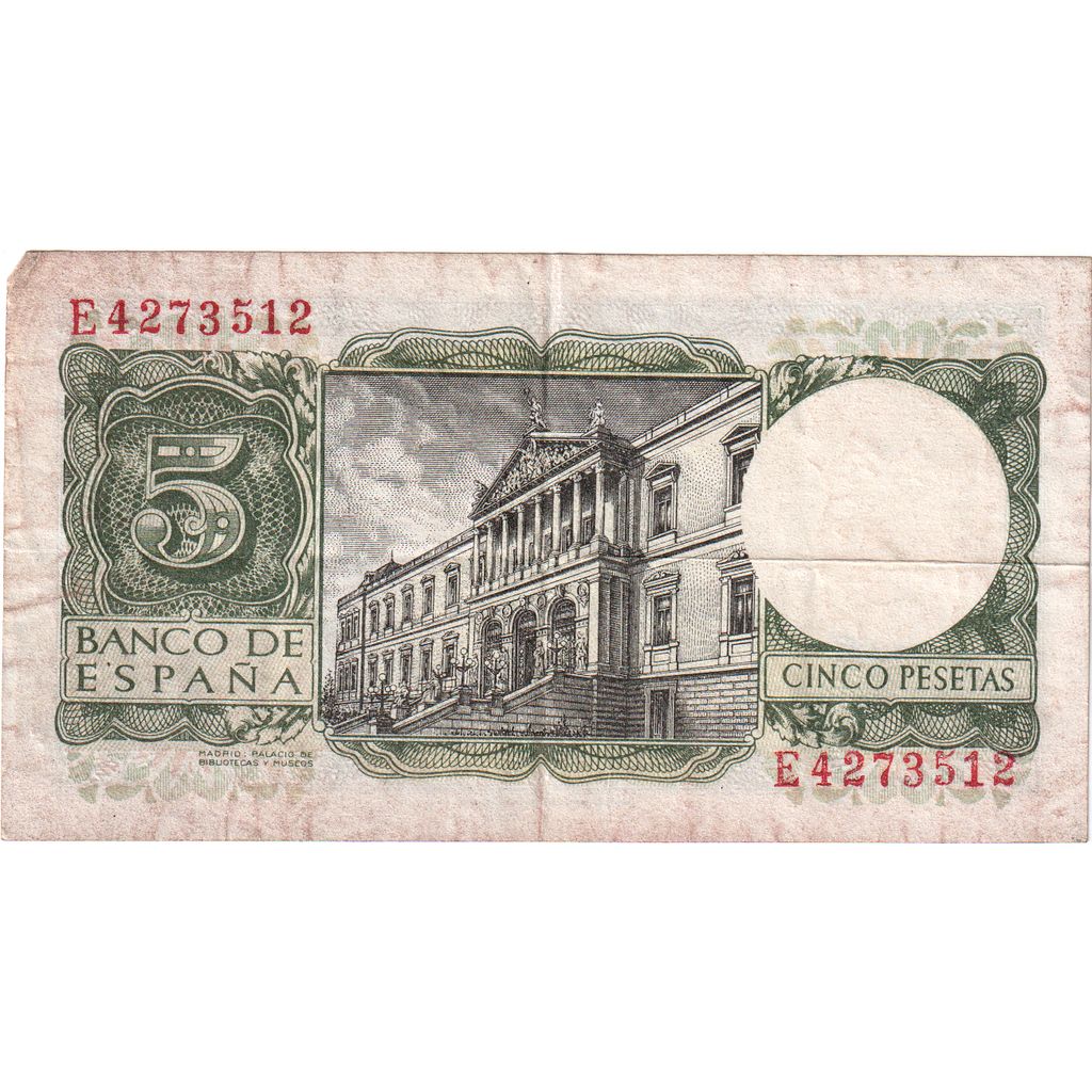 Spagna, 5 Pesetas, 1954-07-22, MB+